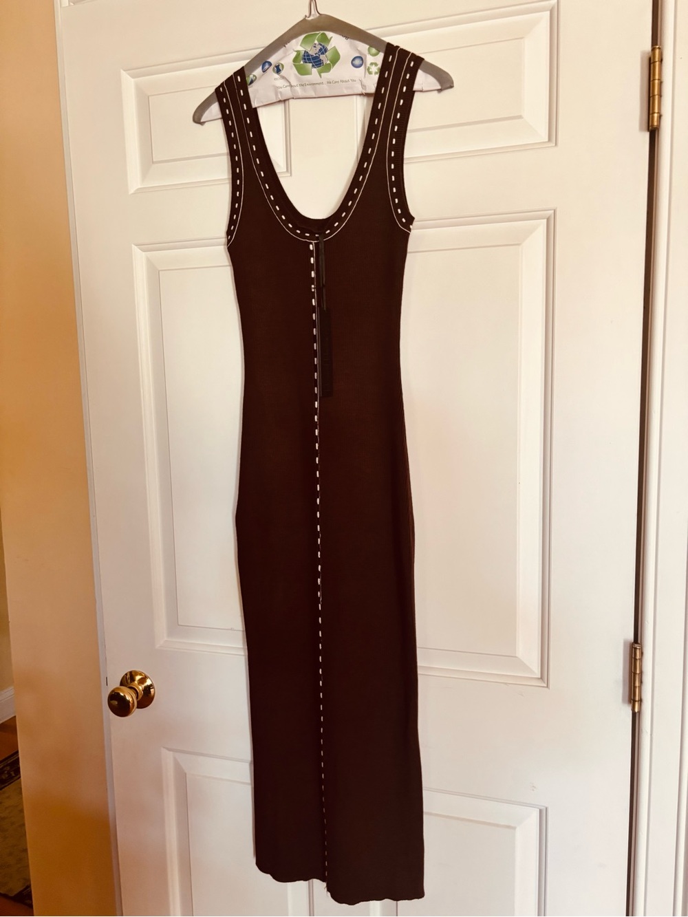 House of Harlow brown knit Sleeveless Midi Dress with Contrast Stitching - Small